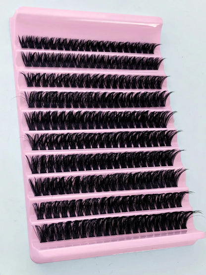10 Rows 200pcs Individual Cluster Eyelashes 80D Curl 8-16mm DIY Eyelash Extension Kit Natural Thick Fluffy Slim Lightweight Soft Reusable False Eyelashes Suitable For Beginners Home Daily Makeup Weddi