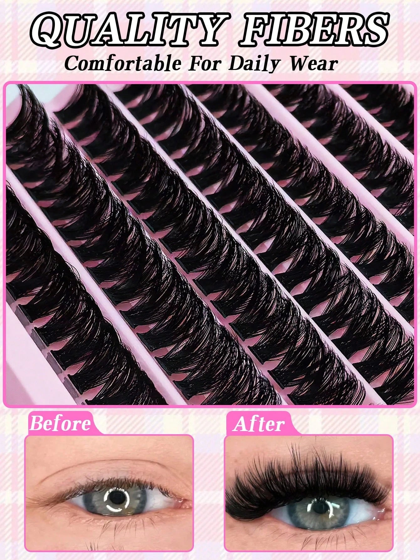 10 Rows 200pcs Individual Cluster Eyelashes 80D Curl 8-16mm DIY Eyelash Extension Kit Natural Thick Fluffy Slim Lightweight Soft Reusable False Eyelashes Suitable For Beginners Home Daily Makeup Weddi