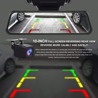 10" Touch Screen Mirror Dash Cam, Car Dashboard Camera Front Rear With 1080P Full HD Backup Camera, 140° Wide Angle, Night Vision, G-Sensor, Loop Recording, Parking Monitor For Vehicles, Does Not Incl