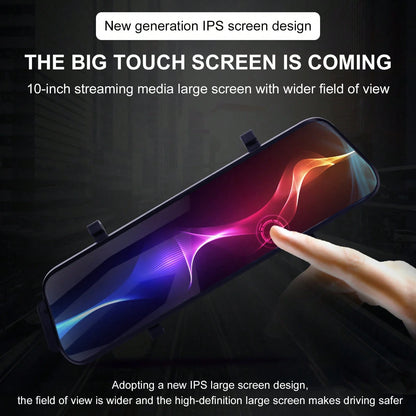 10" Touch Screen Mirror Dash Cam, Car Dashboard Camera Front Rear With 1080P Full HD Backup Camera, 140° Wide Angle, Night Vision, G-Sensor, Loop Recording, Parking Monitor For Vehicles, Does Not Incl