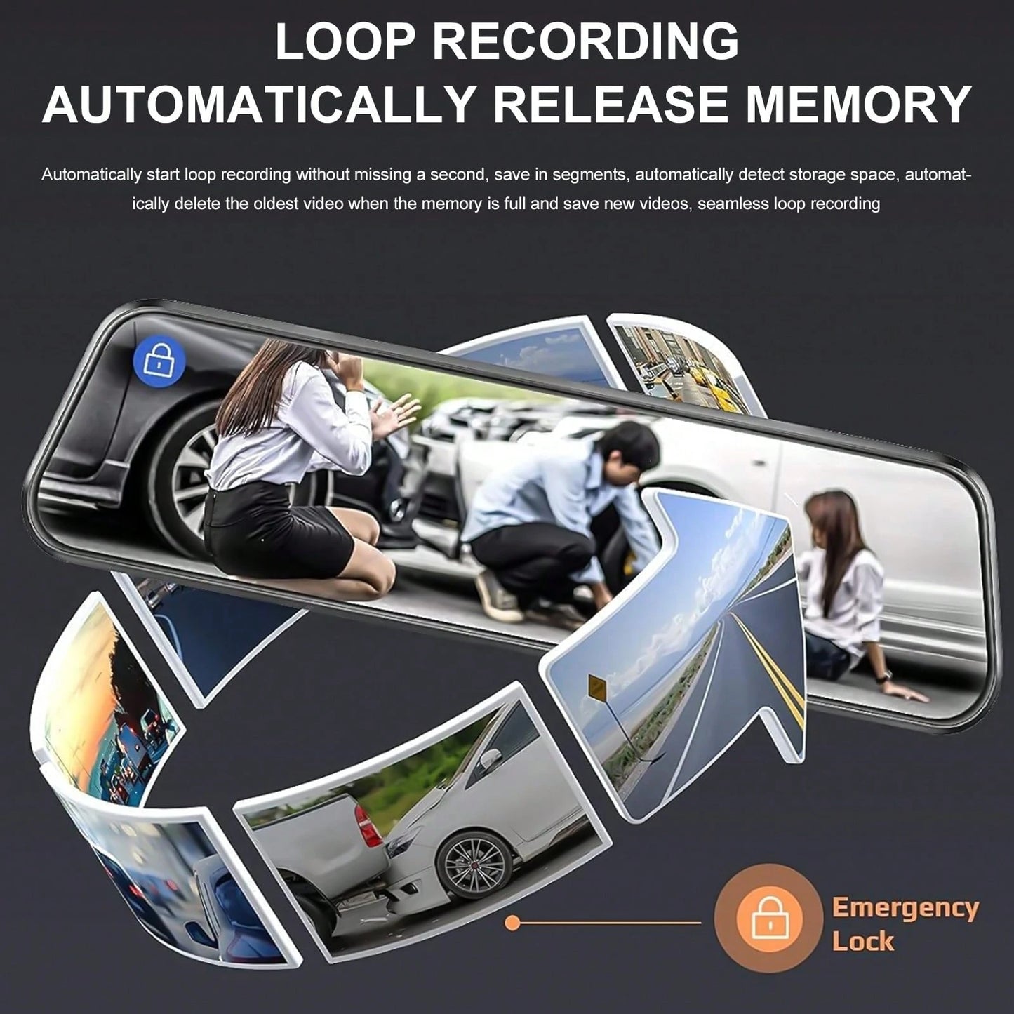 10" Touch Screen Mirror Dash Cam, Car Dashboard Camera Front Rear With 1080P Full HD Backup Camera, 140° Wide Angle, Night Vision, G-Sensor, Loop Recording, Parking Monitor For Vehicles, Does Not Incl