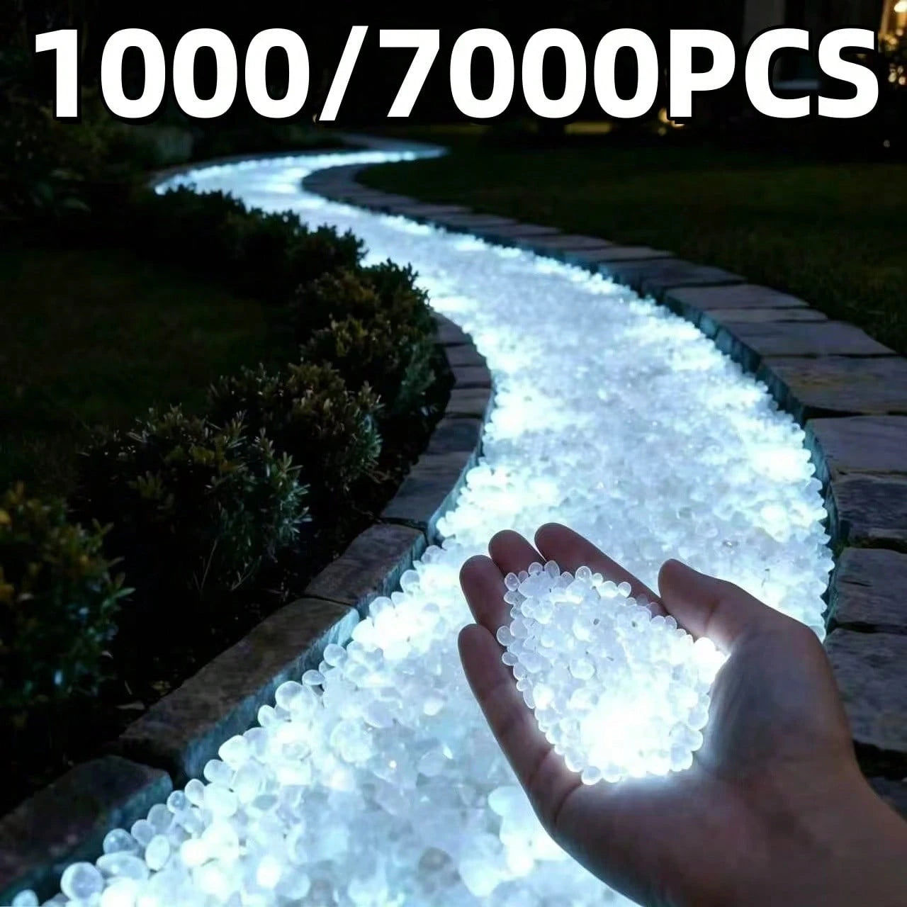 1000/7000pcs Glow-In-The-Dark Stones, Colorful Luminous Decorative Pebbles, Multiple Colors Available, Outdoor Fluorescent Stones For Landscape Design, DIY Outdoor Decor Stones (Garden, Backyard, Balc