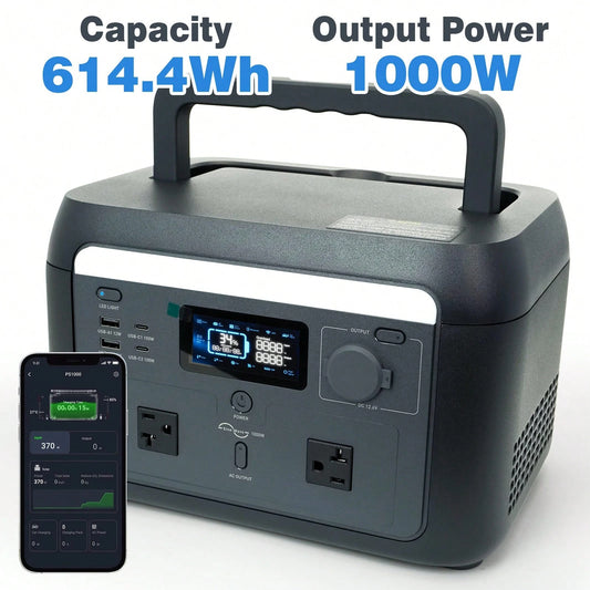1000W/614.4Wh Portable Power Station- LiFePO4 Battery Power Generator, Super Fast Chaging Solar Generator, Emergency Power Source For Camping, Power Outage & Off-Grid, Home Emergency Backup, Outdoor