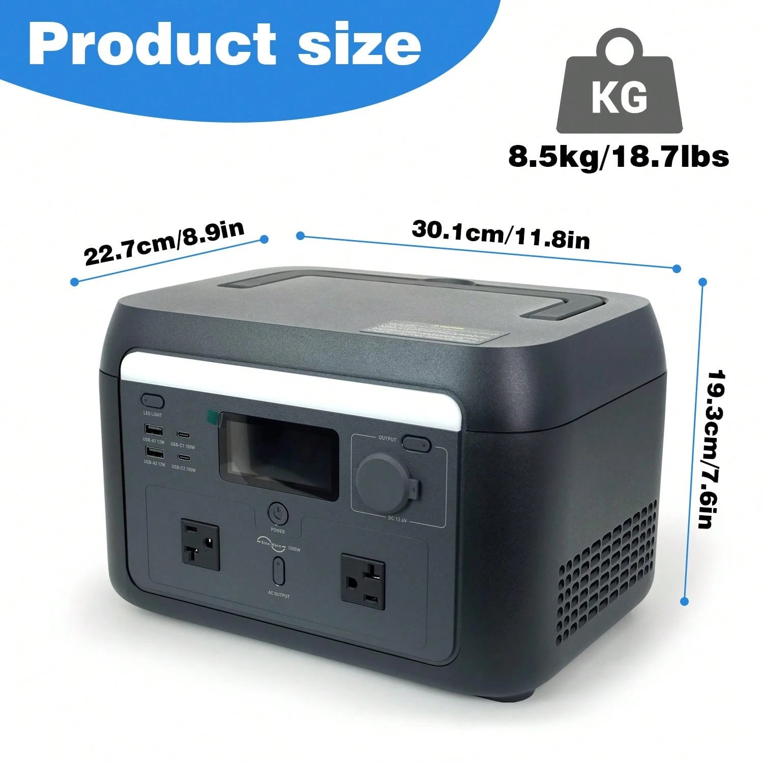 1000W/614.4Wh Portable Power Station- LiFePO4 Battery Power Generator, Super Fast Chaging Solar Generator, Emergency Power Source For Camping, Power Outage & Off-Grid, Home Emergency Backup, Outdoor