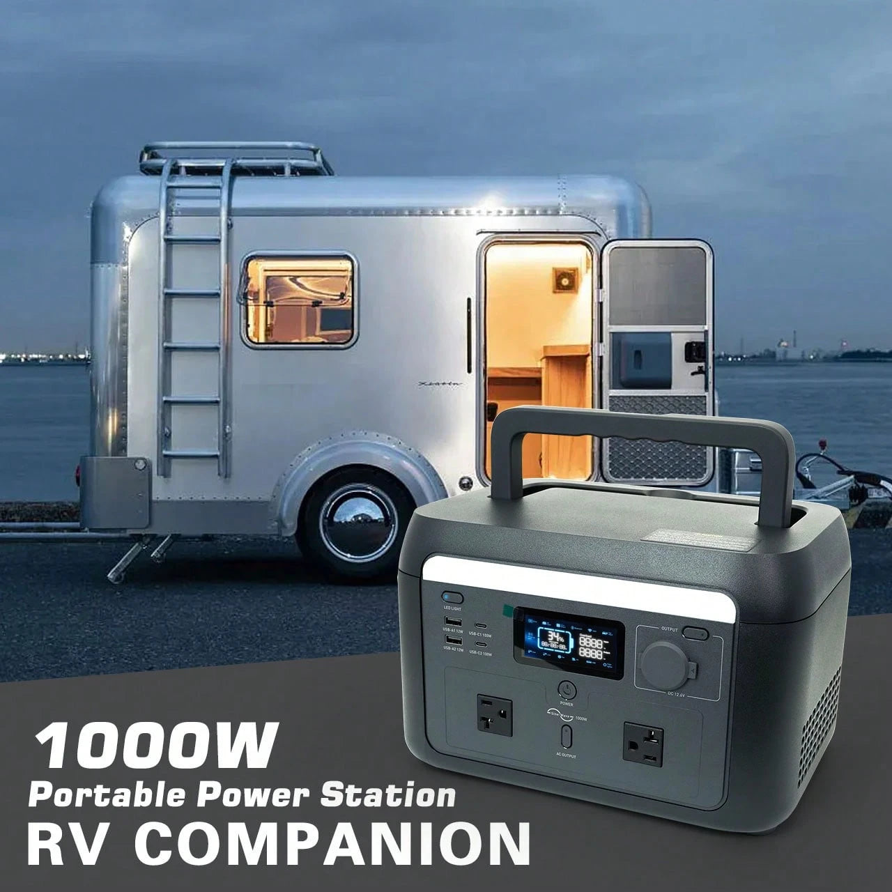 1000W/614.4Wh Portable Power Station- LiFePO4 Battery Power Generator, Super Fast Chaging Solar Generator, Emergency Power Source For Camping, Power Outage & Off-Grid, Home Emergency Backup, Outdoor