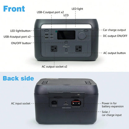1000W/614.4Wh Portable Power Station- LiFePO4 Battery Power Generator, Super Fast Chaging Solar Generator, Emergency Power Source For Camping, Power Outage & Off-Grid, Home Emergency Backup, Outdoor