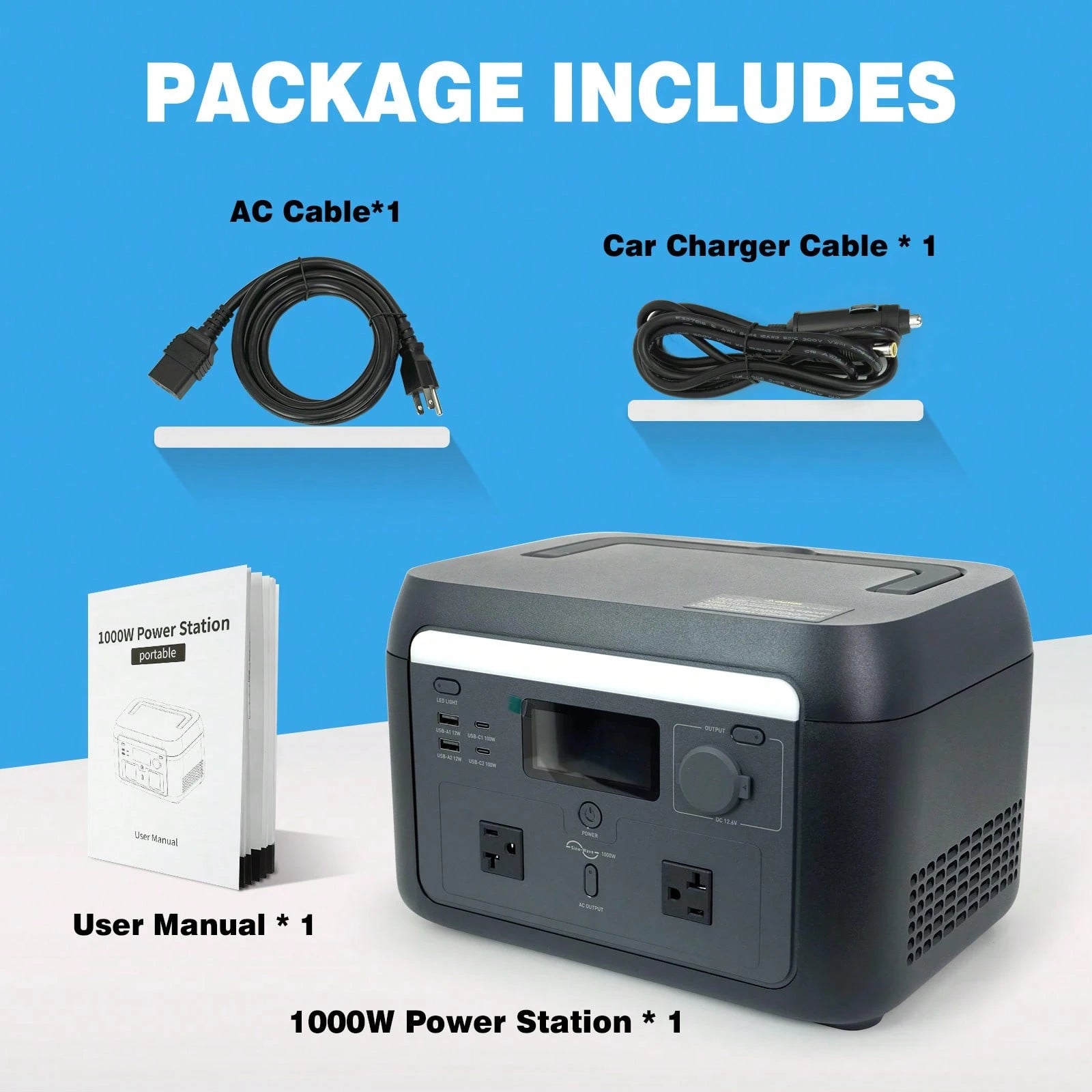 1000W/614.4Wh Portable Power Station- LiFePO4 Battery Power Generator, Super Fast Chaging Solar Generator, Emergency Power Source For Camping, Power Outage & Off-Grid, Home Emergency Backup, Outdoor