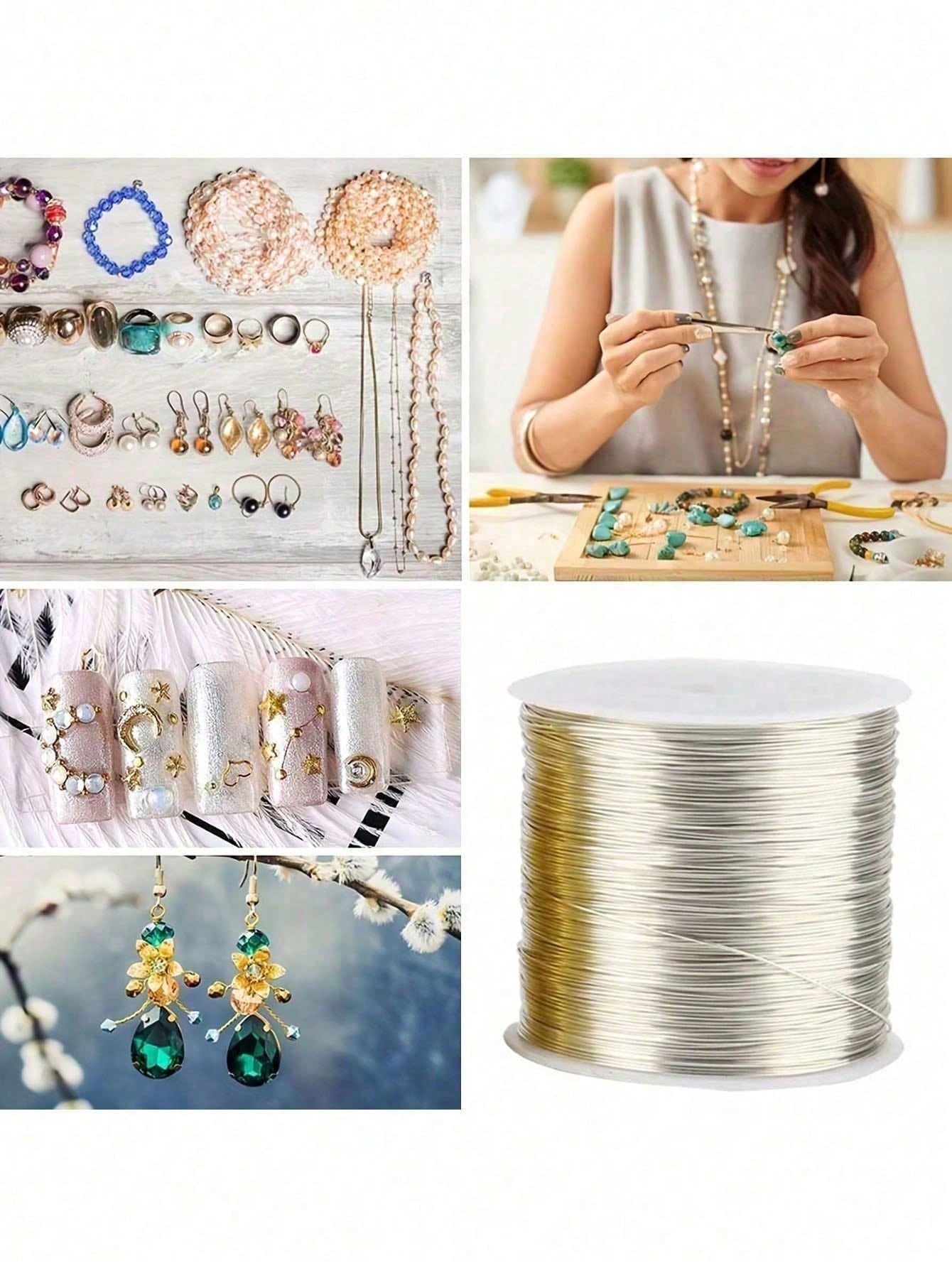 100m DIY Metal Bead String, Suitable For Making Hair Clips, Jewelry Weaving, Shaping, Metal Wire Floral Packaging, Line Crafts, Jewelry Accessories And Gold Wire, Perfectly Matched For Various Bracele