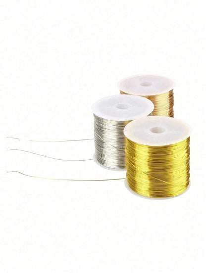100m DIY Metal Bead String, Suitable For Making Hair Clips, Jewelry Weaving, Shaping, Metal Wire Floral Packaging, Line Crafts, Jewelry Accessories And Gold Wire, Perfectly Matched For Various Bracele