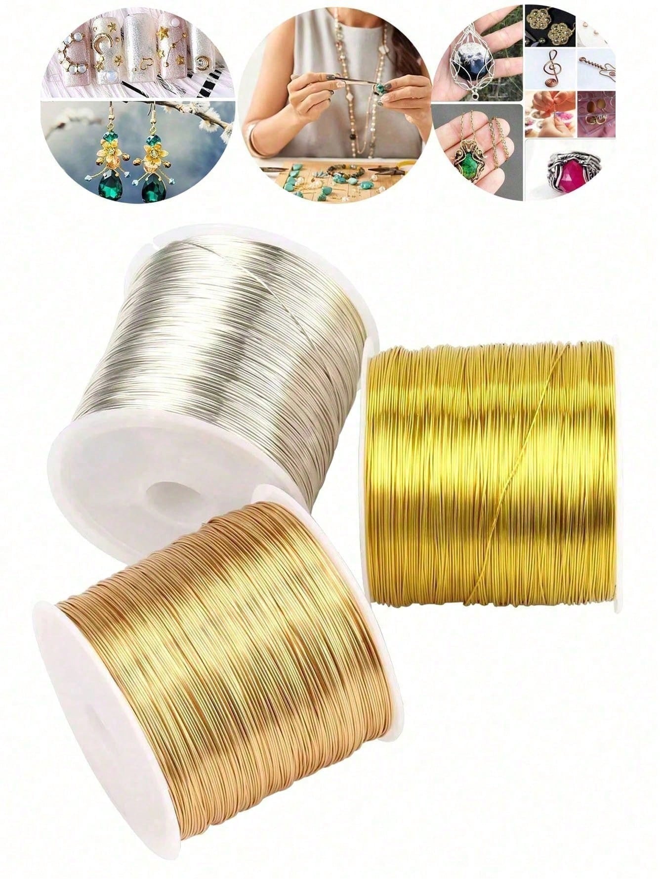 100m DIY Metal Bead String, Suitable For Making Hair Clips, Jewelry Weaving, Shaping, Metal Wire Floral Packaging, Line Crafts, Jewelry Accessories And Gold Wire, Perfectly Matched For Various Bracele