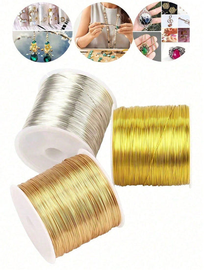 100m DIY Metal Bead String, Suitable For Making Hair Clips, Jewelry Weaving, Shaping, Metal Wire Floral Packaging, Line Crafts, Jewelry Accessories And Gold Wire, Perfectly Matched For Various Bracele