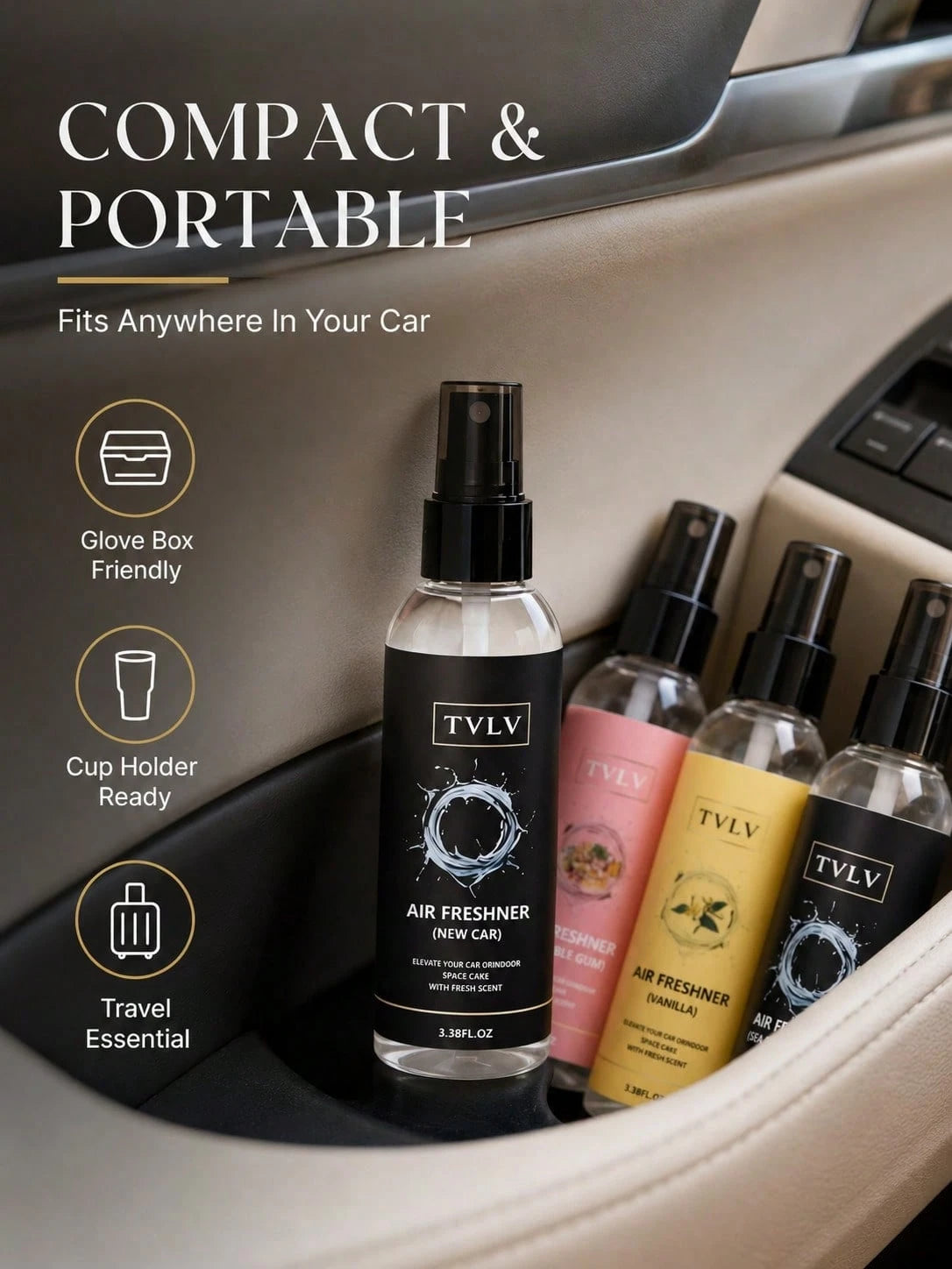 100ml Air Freshener Spray, Jasmine & Sea Breeze Scent, Long-Lasting Fragrance, Alcohol-Free Odor Eliminator, Essential Car Deodorizer, Cute Car Accessory For Women, Fashionable Car Decor, Suitable For