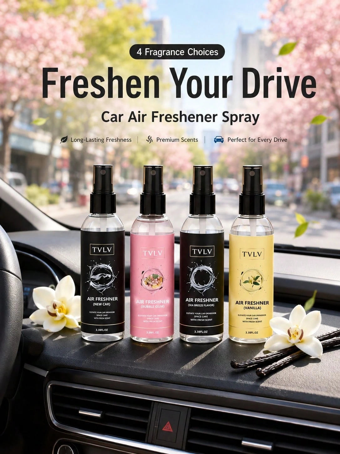 100ml Air Freshener Spray, Jasmine & Sea Breeze Scent, Long-Lasting Fragrance, Alcohol-Free Odor Eliminator, Essential Car Deodorizer, Cute Car Accessory For Women, Fashionable Car Decor, Suitable For