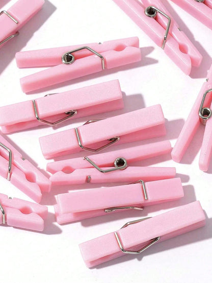 100pcs- 3.5cm Mini Size- Baby Shower Clothespins Pink Mini Clothespins 1.4 Inch (Approx 3.6cm) For Party Decorations, Gender Reveal Parties, Photo Clips (Pink)