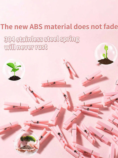 100pcs- 3.5cm Mini Size- Baby Shower Clothespins Pink Mini Clothespins 1.4 Inch (Approx 3.6cm) For Party Decorations, Gender Reveal Parties, Photo Clips (Pink)