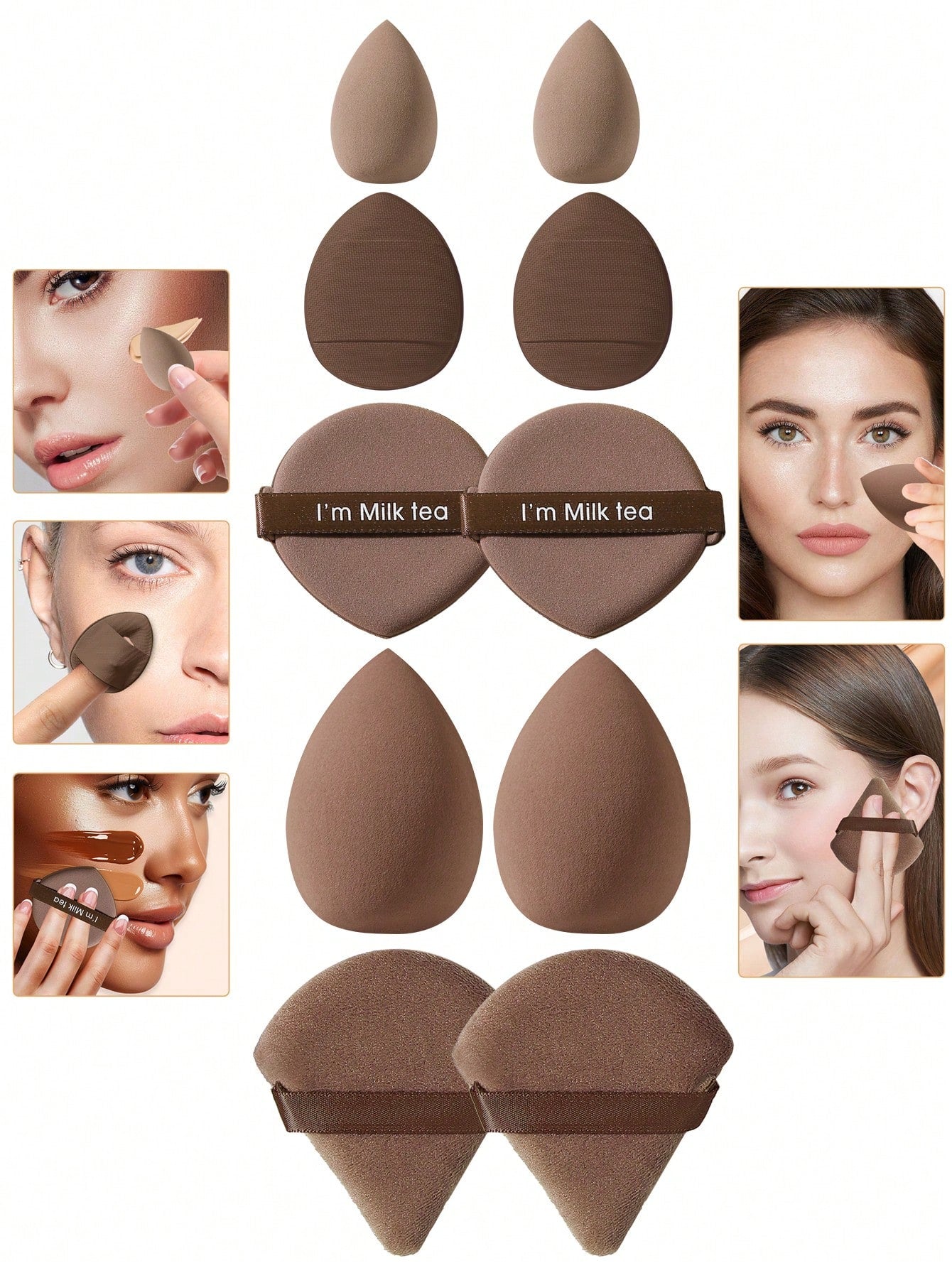100PCS All-In-One Makeup Tools Set, Soft Makeup Sponges, Mini Sponges, Triangle Powder Puffs, Air Cushion & Mini Air Cushion Puffs For Foundation Concealer Loose Powder Setting, Wet Dry Dual Use Cosme
