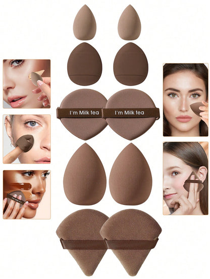 100PCS All-In-One Makeup Tools Set, Soft Makeup Sponges, Mini Sponges, Triangle Powder Puffs, Air Cushion & Mini Air Cushion Puffs For Foundation Concealer Loose Powder Setting, Wet Dry Dual Use Cosme