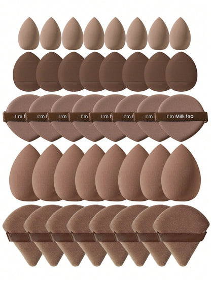 100PCS All-In-One Makeup Tools Set, Soft Makeup Sponges, Mini Sponges, Triangle Powder Puffs, Air Cushion & Mini Air Cushion Puffs For Foundation Concealer Loose Powder Setting, Wet Dry Dual Use Cosme