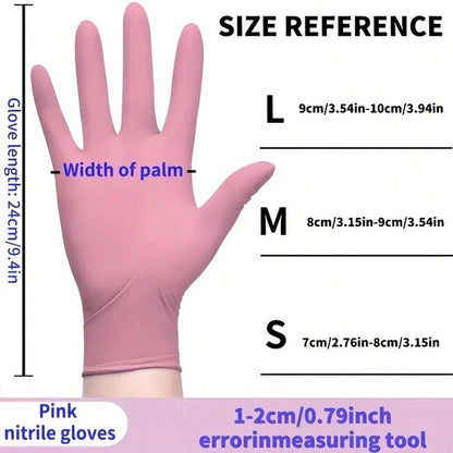 100pcs Light Pink Powder-Free Nitrile Gloves, Latex-Free, Disposable Protective Gloves, Beauty Nail Art Tools, Durable Household Cleaning Gloves, Suitable For Hair Dyeing, Tattooing, Machine Maintenan