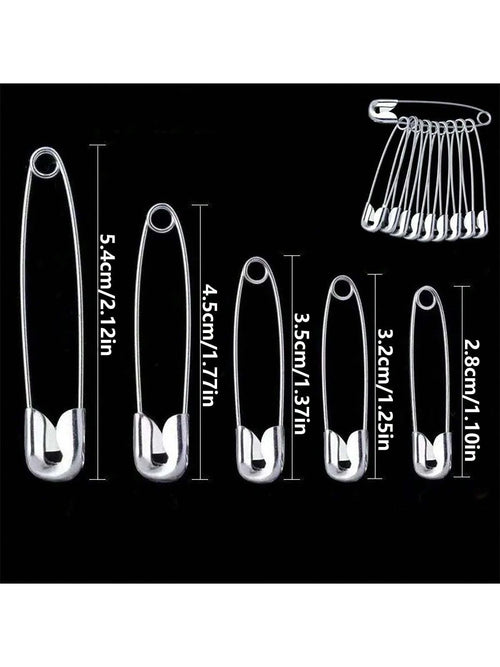 100pcs Nickel Plated Steel Pins, Heavy Duty, 5 Different Sizes Pins, Pins In Bulk, Small Large Pins For Clothes, Sewing, Arts, Crafts