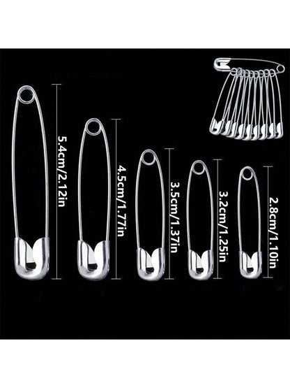 100pcs Nickel Plated Steel Pins, Heavy Duty, 5 Different Sizes Pins, Pins In Bulk, Small Large Pins For Clothes, Sewing, Arts, Crafts