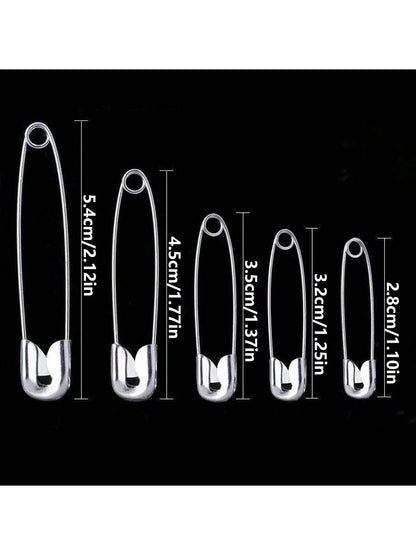 100pcs Nickel Plated Steel Pins, Heavy Duty, 5 Different Sizes Pins, Pins In Bulk, Small Large Pins For Clothes, Sewing, Arts, Crafts