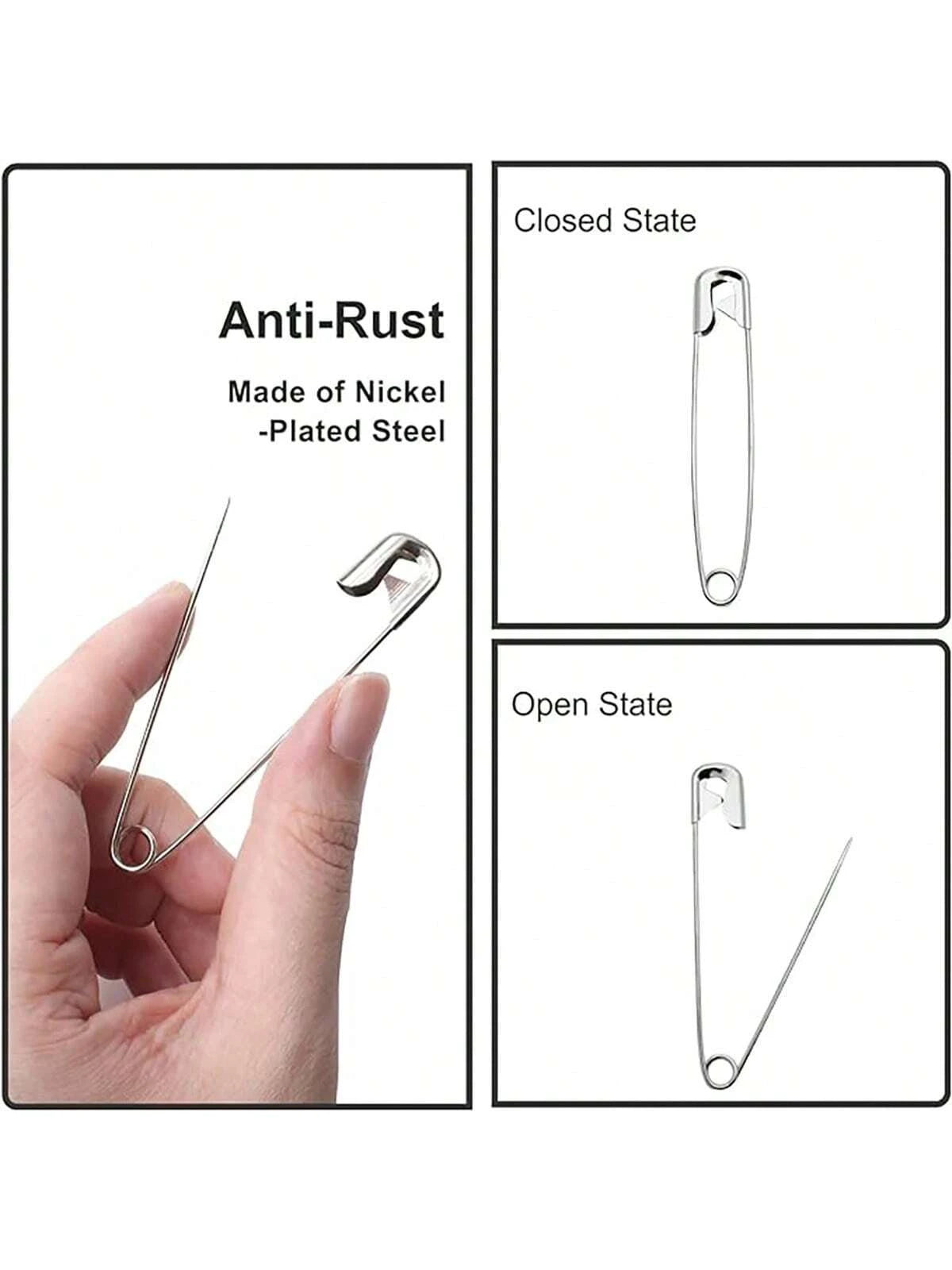 100pcs Nickel Plated Steel Pins, Heavy Duty, 5 Different Sizes Pins, Pins In Bulk, Small Large Pins For Clothes, Sewing, Arts, Crafts