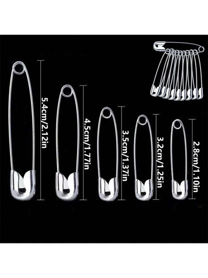 100pcs Nickel Plated Steel Pins, Heavy Duty, 5 Different Sizes Pins, Pins In Bulk, Small Large Pins For Clothes, Sewing, Arts, Crafts