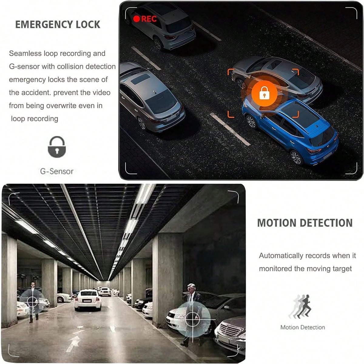 1080P 4-Channel Dash Cam, Front 1080P & Rear 720P Simultaneous HD Night Vision Recording, WDR, Automatic Loop Recording, Car Scratch Detection- Includes 256GB Memory Card