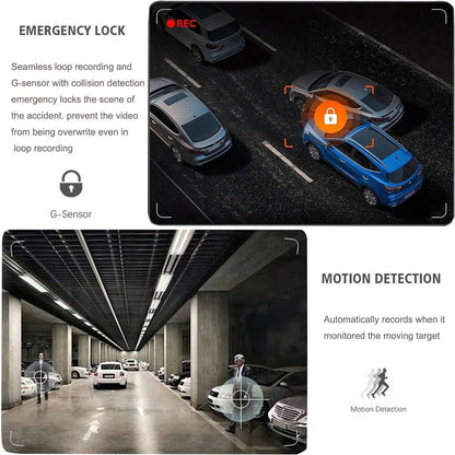 1080P 4-Channel Dash Cam, Front 1080P & Rear 720P Simultaneous HD Night Vision Recording, WDR, Automatic Loop Recording, Car Scratch Detection- Includes 256GB Memory Card