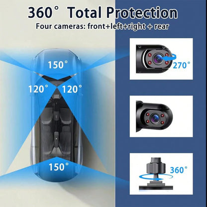 1080P 4-Channel Dash Cam, Front 1080P & Rear 720P Simultaneous HD Night Vision Recording, WDR, Automatic Loop Recording, Car Scratch Detection- Includes 256GB Memory Card