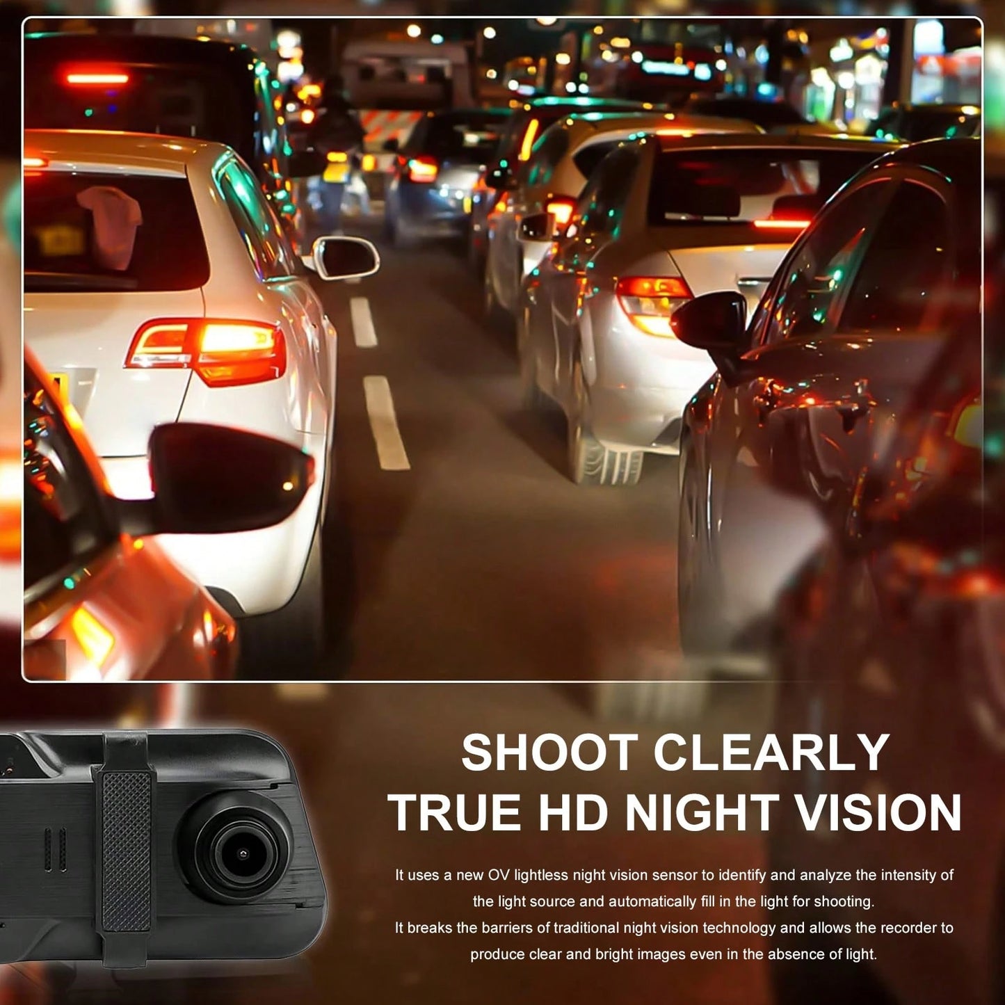 1080P Full HD Dash Cam, Triple Lens Rear View Mirror Car Recorder, Super Night Vision 24H Parking Monitor, Waterproof Rear Camera G-Sensor, Universal Car DVR With Memory Card Included