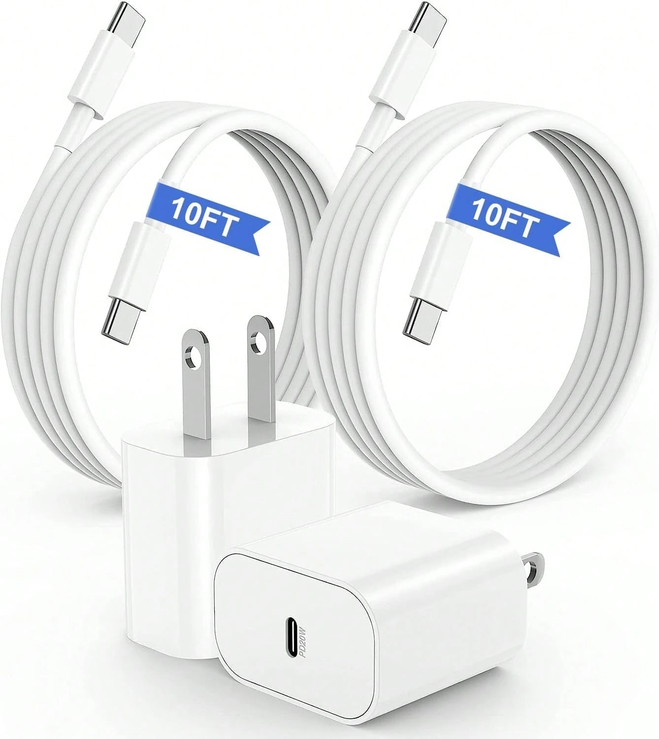 10FT/3M Compatible With Iphone 15 16 Charger, 20W USB C Fast Charging Block And 10ft Type C To C Cable Cord Long Compatible With Iphone 15 Plus/15 Pro Max/16 Pro, Compatible With Ipad Pro 12.9/11 Inch