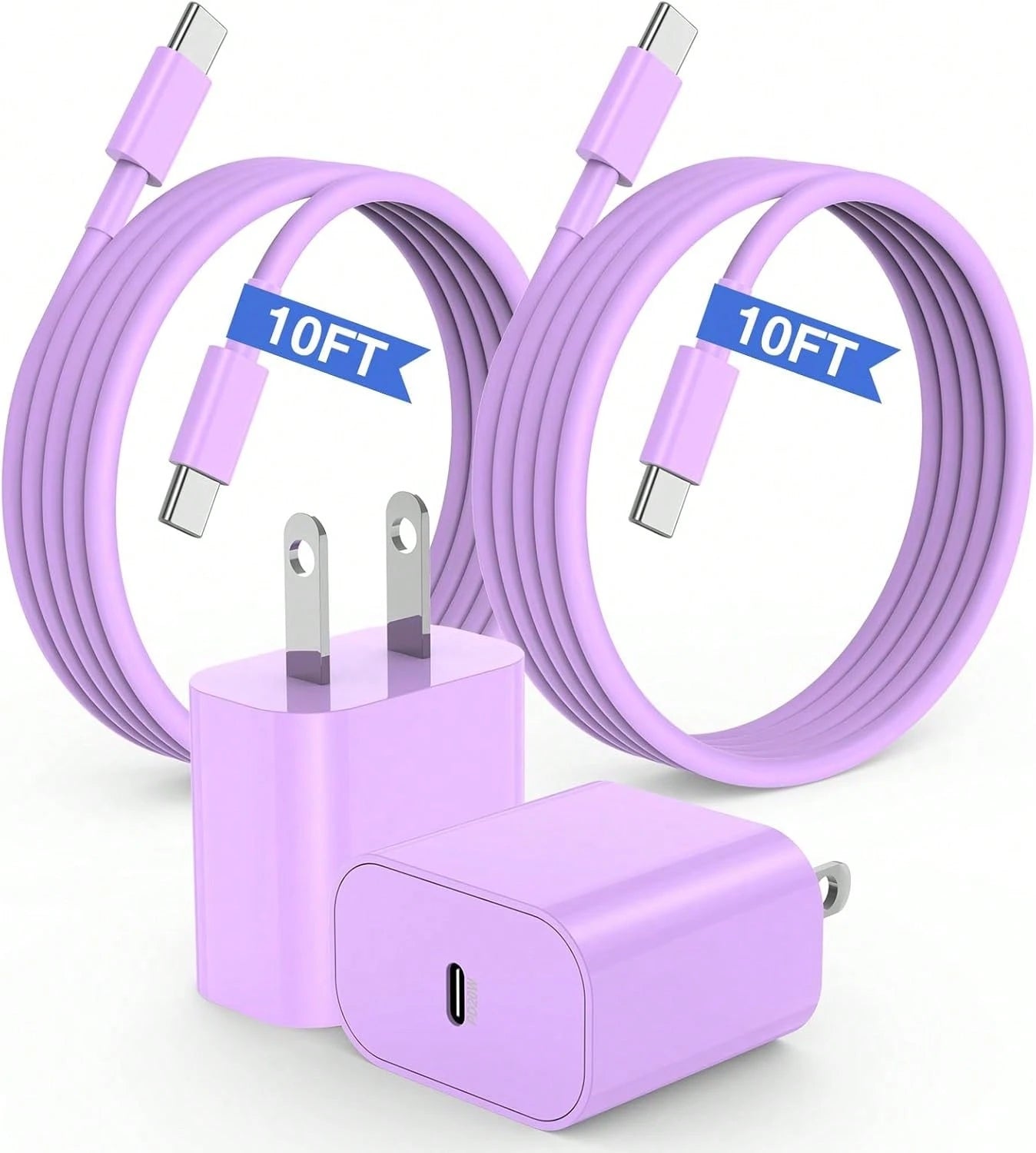 10FT/3M Compatible With Iphone 15 16 Charger, 20W USB C Fast Charging Block And 10ft Type C To C Cable Cord Long Compatible With Iphone 15 Plus/15 Pro Max/16 Pro, Compatible With Ipad Pro 12.9/11 Inch