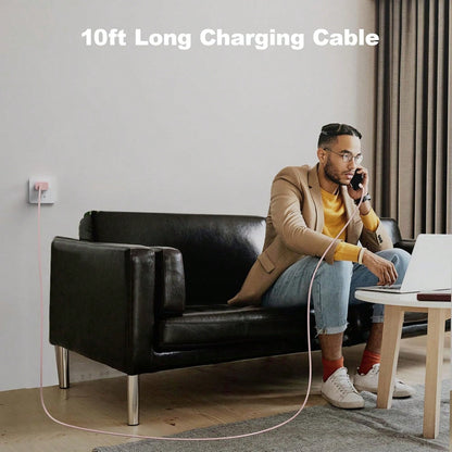 10FT/3M Compatible With Iphone 15 16 Charger, 20W USB C Fast Charging Block And 10ft Type C To C Cable Cord Long Compatible With Iphone 15 Plus/15 Pro Max/16 Pro, Compatible With Ipad Pro 12.9/11 Inch