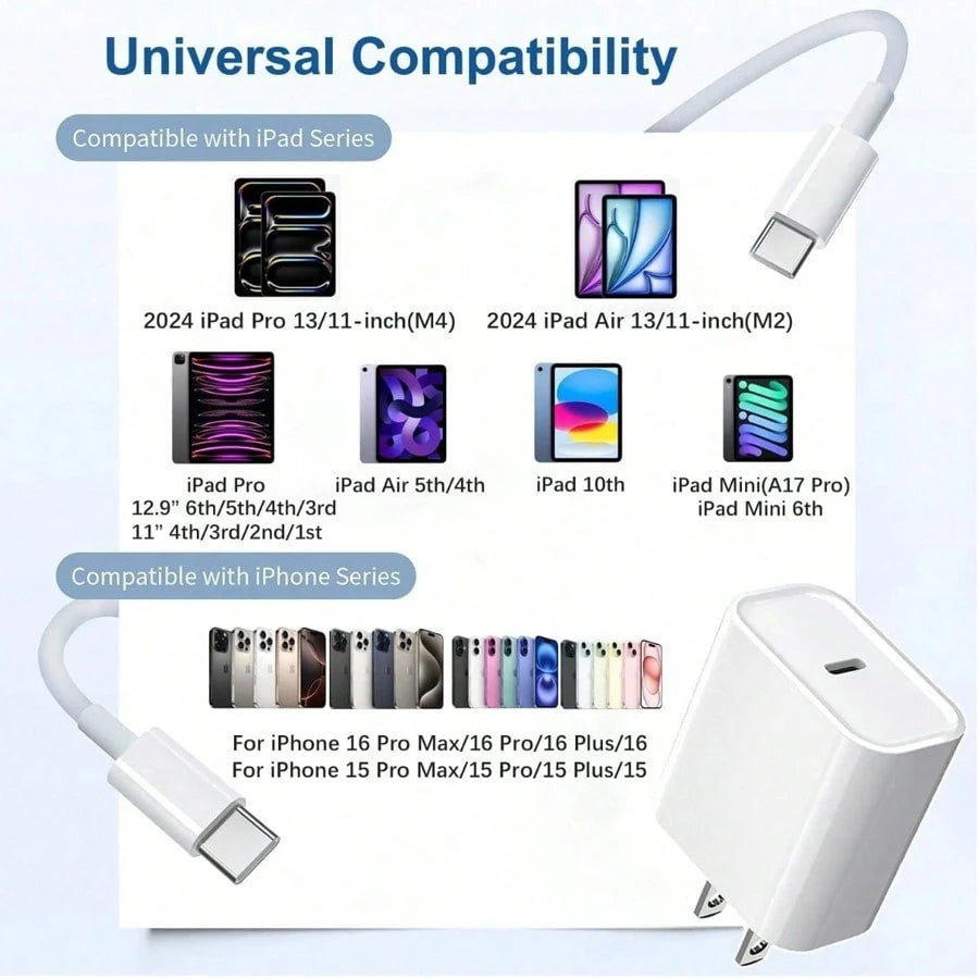 10FT/3M For Phone 15 16 Charger Fast Charging, 10 FT Long USB C Charger Cord With 20W Type C Phone Fast Charging Block For Phone 16/16 Pro/16 Pro Max/16 Plus, Phone 15/15 Pro/15 Pro Max/15 Plus,Pad,An