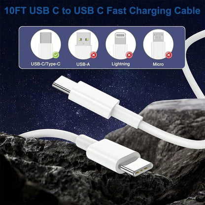 10FT/3M For Phone 15 16 Charger Fast Charging, 10 FT Long USB C Charger Cord With 20W Type C Phone Fast Charging Block For Phone 16/16 Pro/16 Pro Max/16 Plus, Phone 15/15 Pro/15 Pro Max/15 Plus,Pad,An