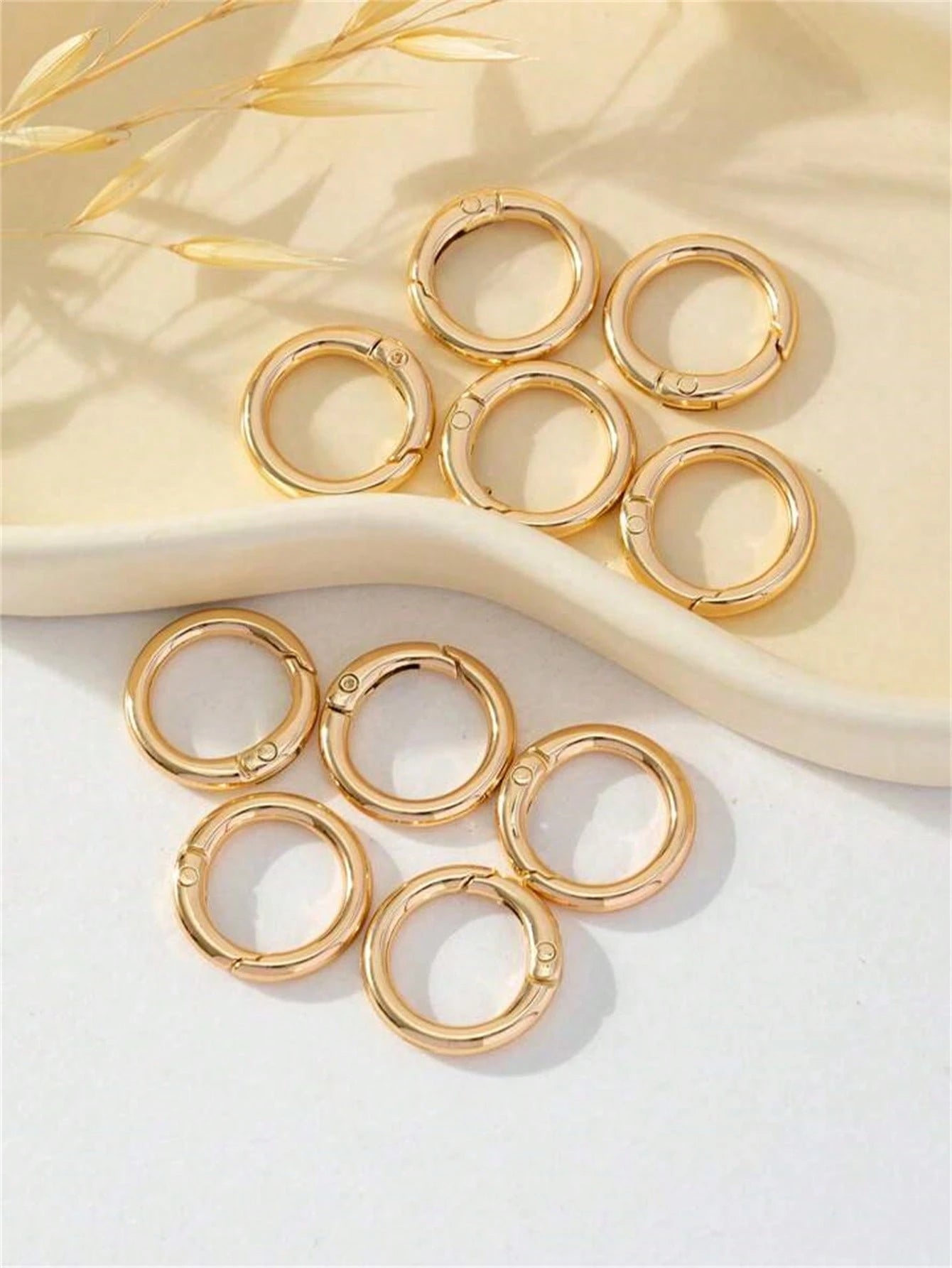 10pcs 2.7cm Golden Round Spring Snap Hooks Keyring For Wallet, Bag Shoulder Straps