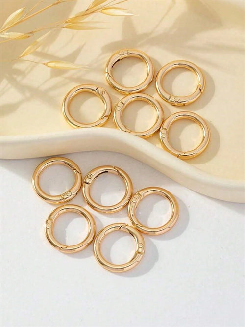 10pcs 2.7cm Golden Round Spring Snap Hooks Keyring For Wallet, Bag Shoulder Straps