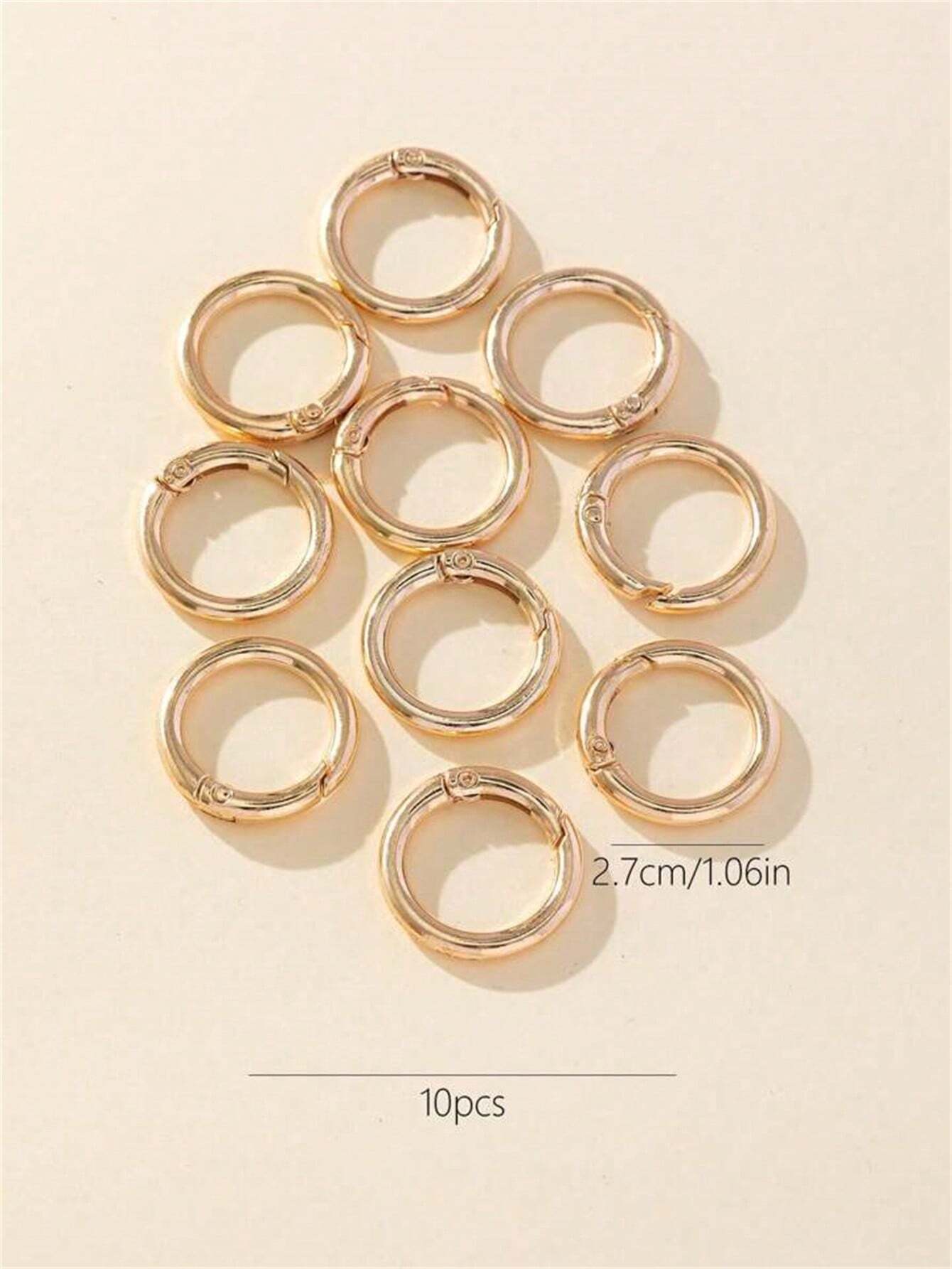 10pcs 2.7cm Golden Round Spring Snap Hooks Keyring For Wallet, Bag Shoulder Straps
