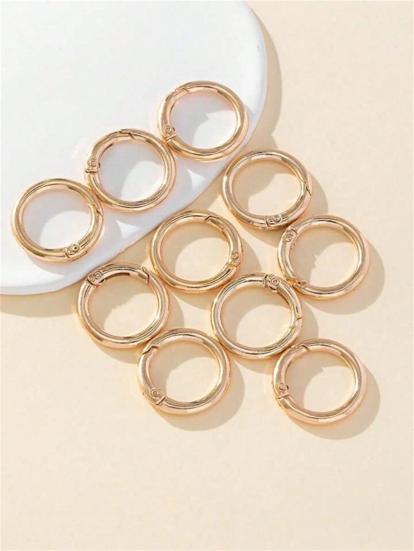 10pcs 2.7cm Golden Round Spring Snap Hooks Keyring For Wallet, Bag Shoulder Straps