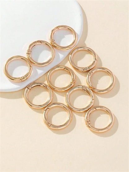 10pcs 2.7cm Golden Round Spring Snap Hooks Keyring For Wallet, Bag Shoulder Straps