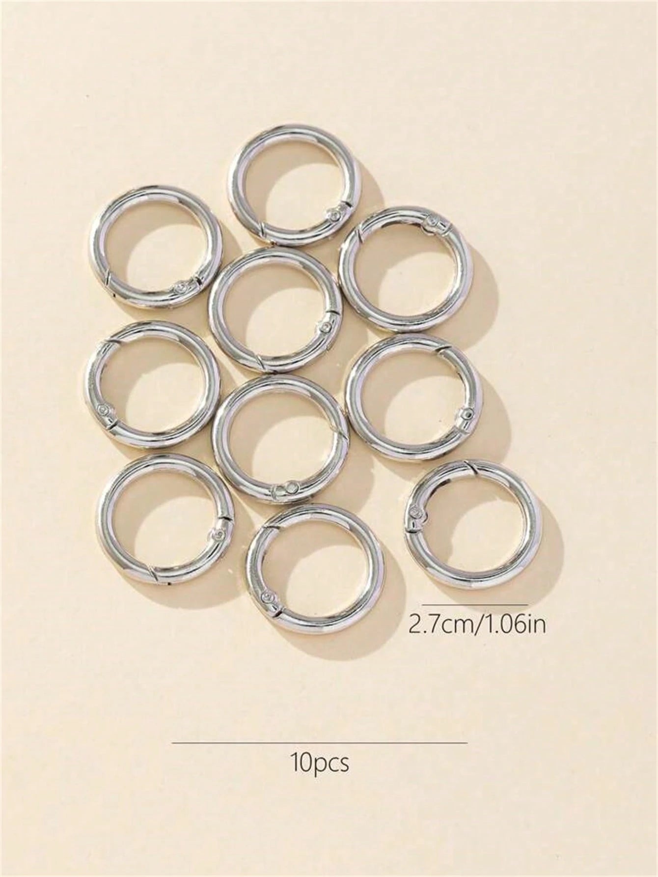 10pcs 2.7cm Golden Round Spring Snap Hooks Keyring For Wallet, Bag Shoulder Straps