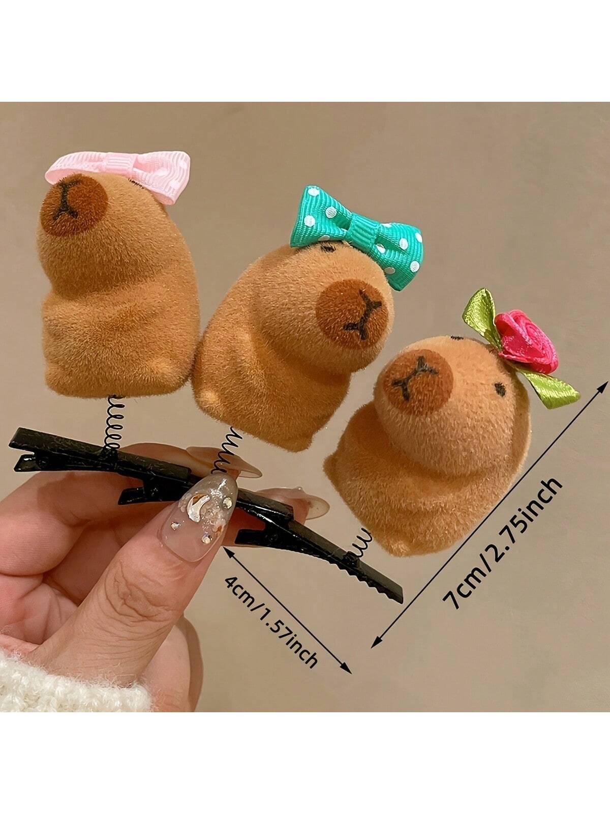 10pcs Cute Capybara Cartoon Hair Plush Clips Set- Elegant & Playful PVC Barrettes For Women, Perfect For Casual Attire, Three-Dimensional Headband, Spring Clip, Hair Accessories