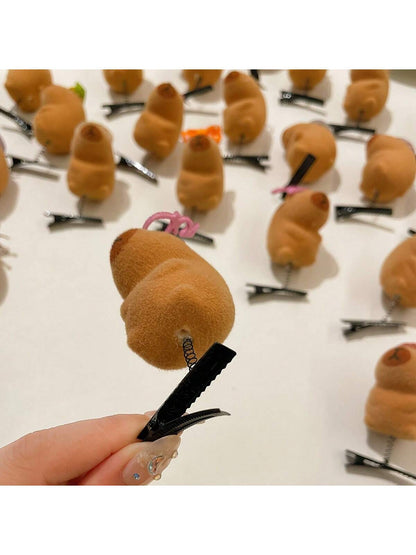 10pcs Cute Capybara Cartoon Hair Plush Clips Set- Elegant & Playful PVC Barrettes For Women, Perfect For Casual Attire, Three-Dimensional Headband, Spring Clip, Hair Accessories