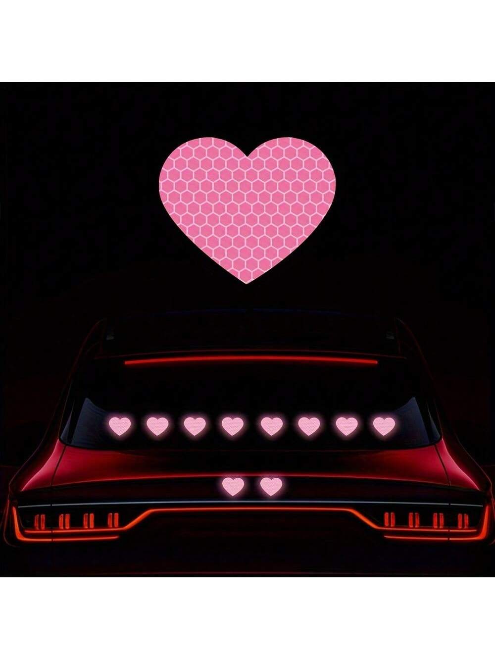 10pcs High Visibility Heart Shape Reflective Car Sticker For Nighttime Driving, Suitable For Bumpers, Motorcycles, Helmets