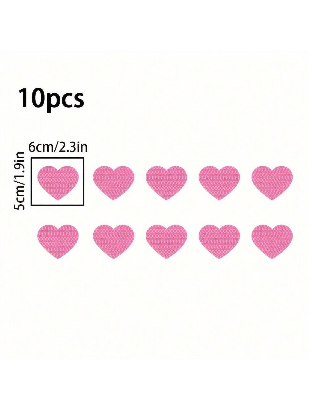 10pcs High Visibility Heart Shape Reflective Car Sticker For Nighttime Driving, Suitable For Bumpers, Motorcycles, Helmets
