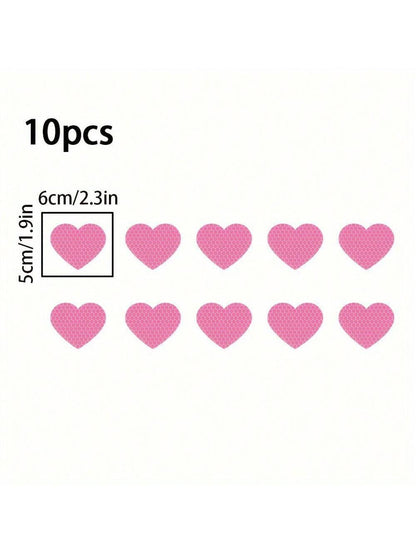 10pcs High Visibility Heart Shape Reflective Car Sticker For Nighttime Driving, Suitable For Bumpers, Motorcycles, Helmets
