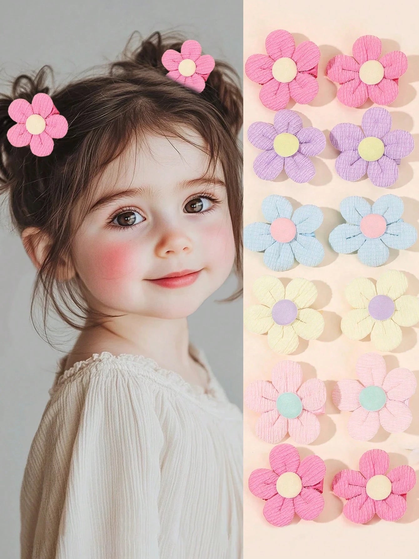 10pcs Macaron Flower Hair Clips, Cute Colorful Flower Hair Clips, Blue & Pink Fully Lined Bow Hair Clips, Alligator Clips, Suitable For Baby Girls, Toddlers Daily Hair Accessories, Children Hair Clips
