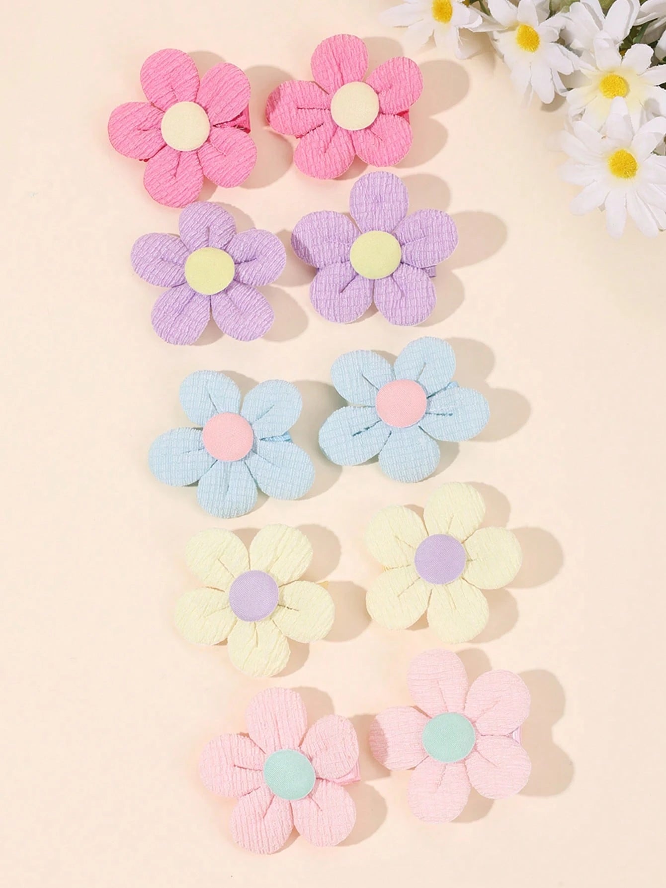 10pcs Macaron Flower Hair Clips, Cute Colorful Flower Hair Clips, Blue & Pink Fully Lined Bow Hair Clips, Alligator Clips, Suitable For Baby Girls, Toddlers Daily Hair Accessories, Children Hair Clips